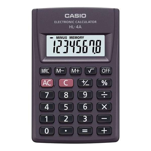 SZÁMOLÓGÉP CASIO, CASIO HL-4, 8 SZÁMJEGY,NAGY KIJELZŐ, VÉKONY KIVITEL