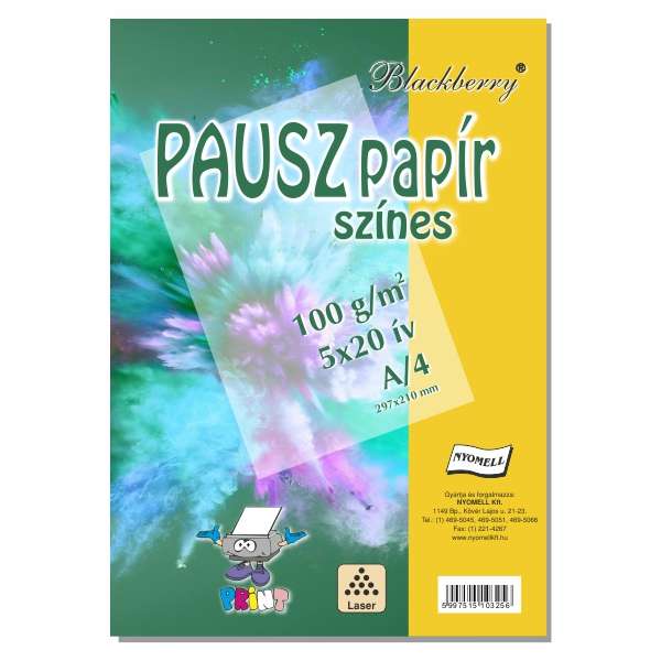PAUSZPAPÍR SZÍNES, BLACKBERRY, A/4, 5X20 ÍV/CSOMAG