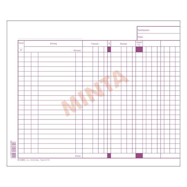 B.13-80/L SZÁMLALAP LILA 210*250 MM, FEKVŐ 120 G/M2 OFSZET