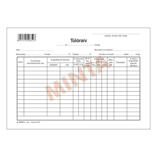 B.3922-3 TÚLÓRA ÍV