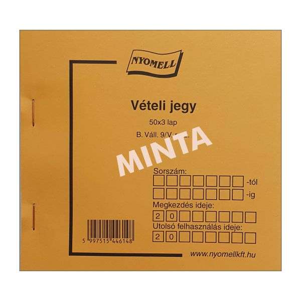 B.VÁLL.9/V VÉTELI JEGY, 50X3PÉLDÁNYOS, 140x133 MM