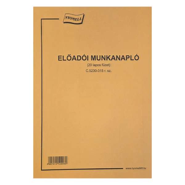 C.5230-315 ELŐADÓI MUNKANAPLÓ, ÁLLÓ, 20 LAPOS, A/4