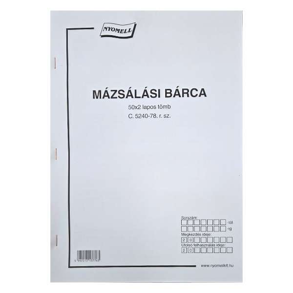 C.5240-78/V MÁZSÁLÁSI BÁRCA, 50X2 LAPOS, A/4