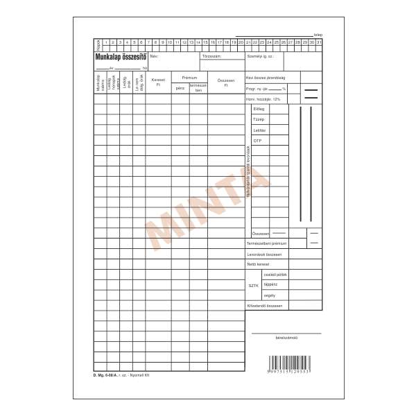 D.MG.6-08/A MUNKALAP ÖSSZESÍTŐ