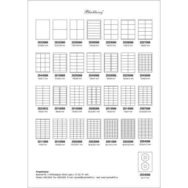 ETIKETT BLACKBERRY, 105*57 MM, 10 DB/ÍV, 100 ÍV/DOBOZ
