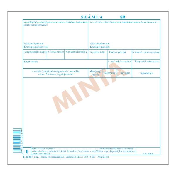B.10-06/V SORSZ.SZÁMLA, ÁLLÓ, 5 PLD, 210X200 MM