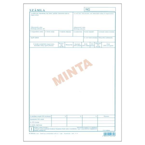 B.10-01/B/V BONTOTT SORSZ. SZÁMLA, A/4, ÁLLÓ, 5 PLD