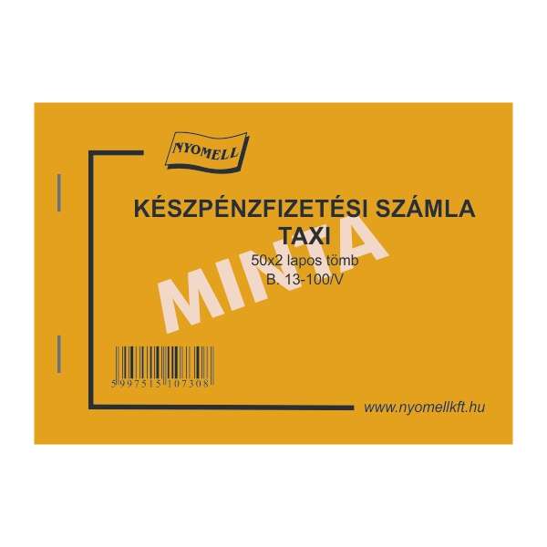 B.13-100/V TAXIS SZÁMLA, 50X2 PÉLDÁNYOS, A/6