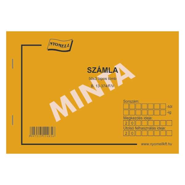 B.13-374/F/V SZÁMLA, 50X3 PÉLDÁNYOS, A/5