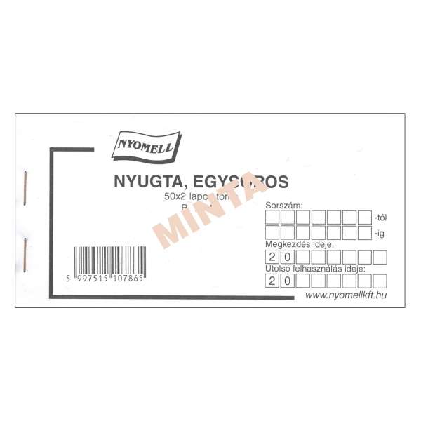 B.15-40/V NYUGTA EGYSOROS, 50X2 PÉLDÁNYOS, 140X70 MM