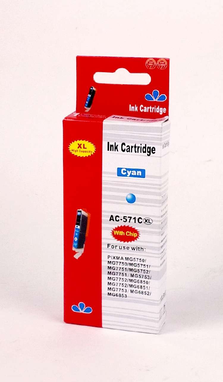 TINTAPATRON CANON, CLI-571XL ZAFIR, UTÁNGYÁRTOTT, 13,5 ML, KÉK